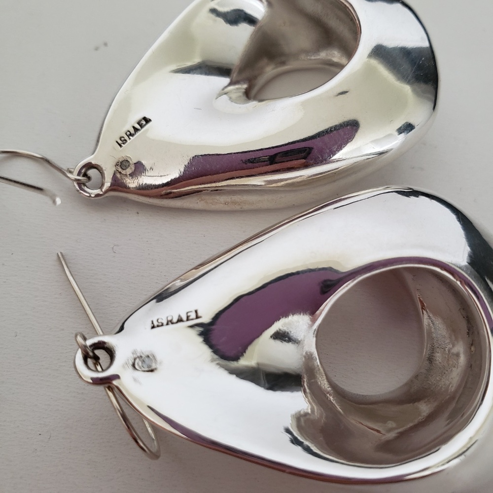 E&L Israel Sterling Silver Electroform Drop Earrings - Picture 6 of 7